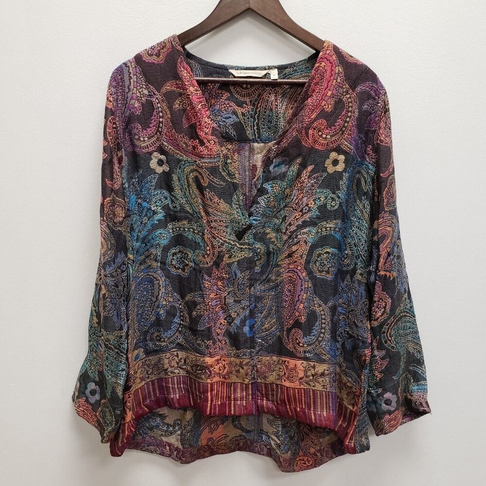 Soft Surroundings Multicolor Paisley Lightweight Jacket - Black Base